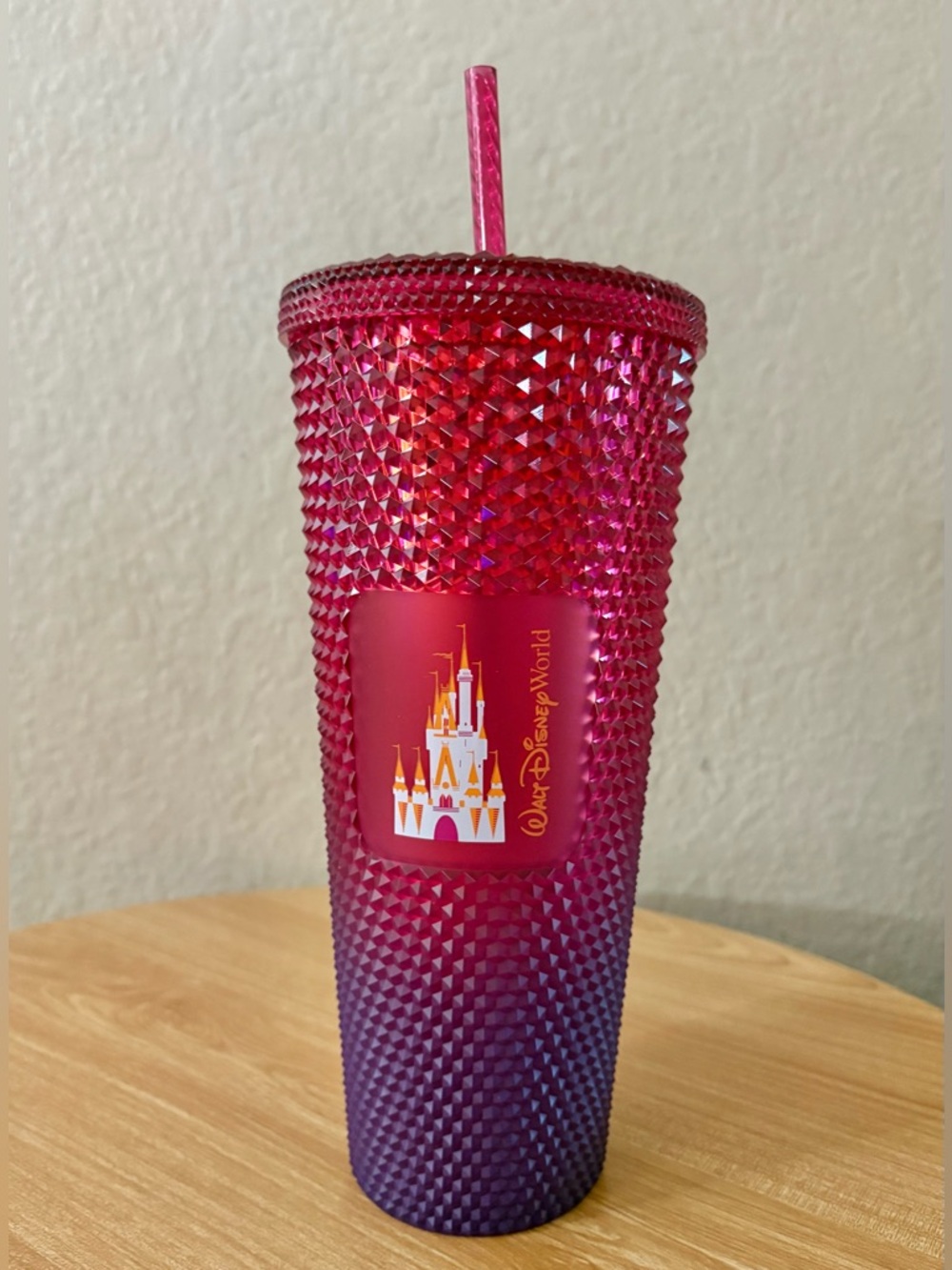 Starbucks x Walt Disney World WDW Red Ombré Geometric Sparkly Tumbler Cup New